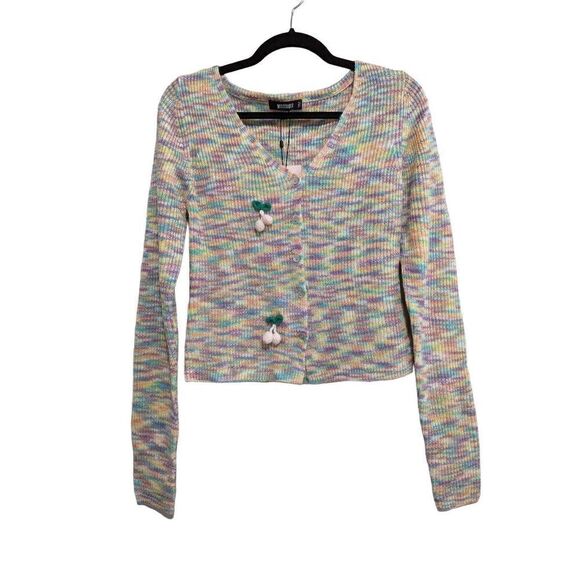 Misguided space dye cardigan with cherry detail US 6/8 new - Picture 1 of 8